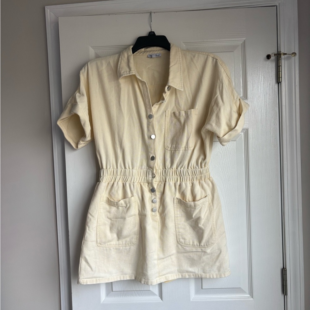 White Birch Cream Button-Up Romper